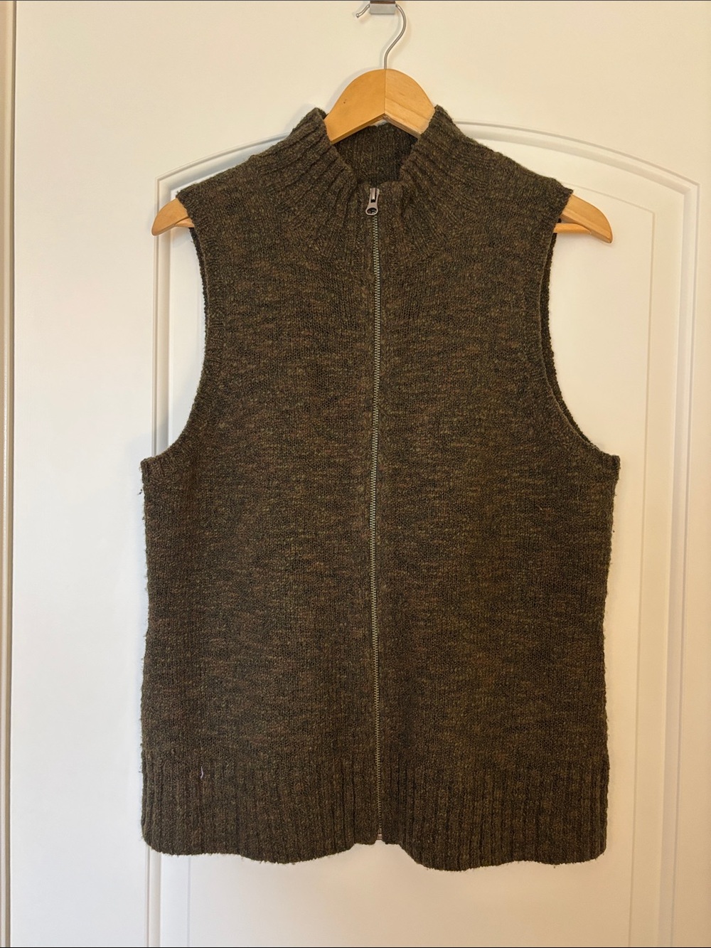 J.Jill Brown Marled Wool Alpaca Full Zip Sweater Vest Women’s L EUC